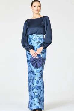 Astor Gown in Wild Steel Roses