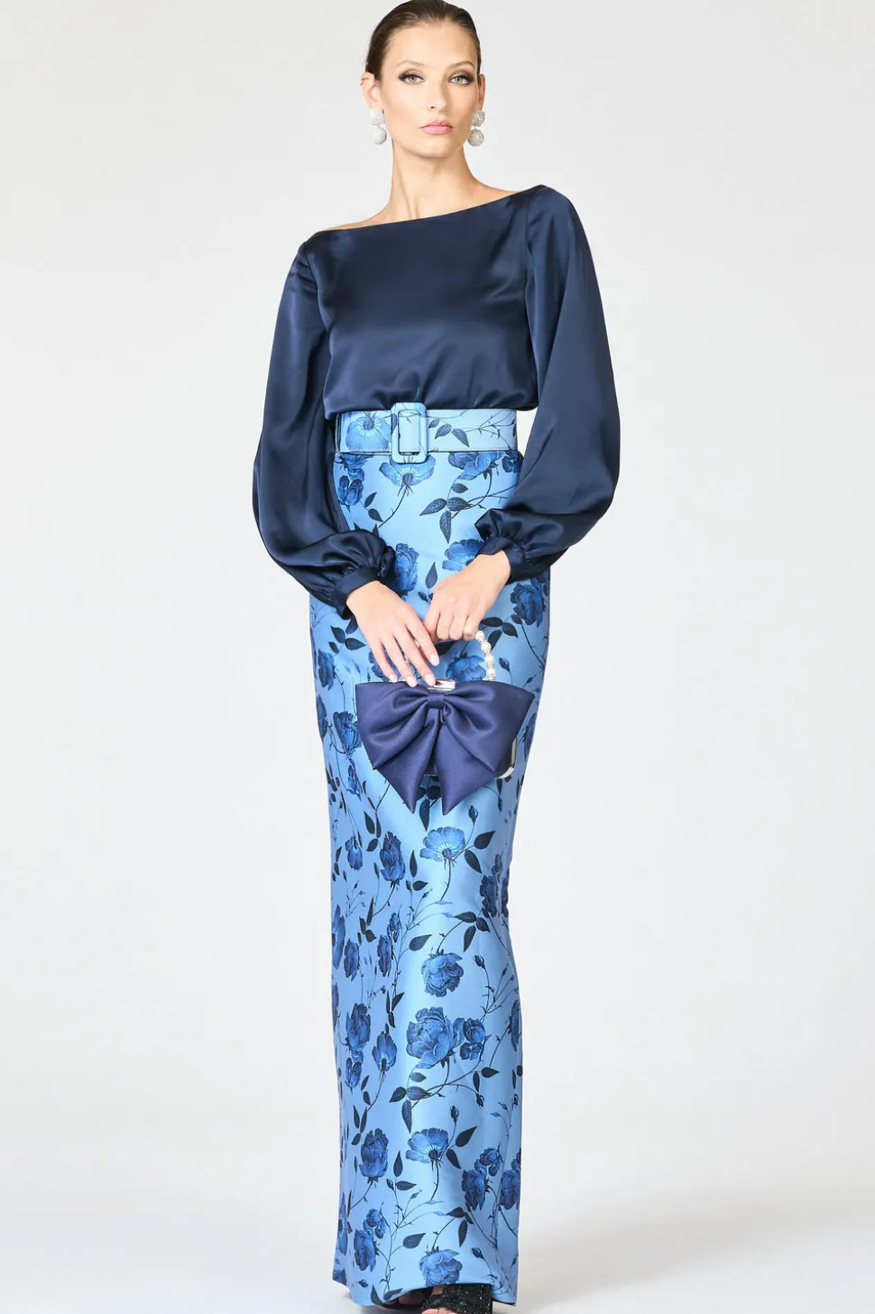 Astor Gown in Wild Steel Roses
