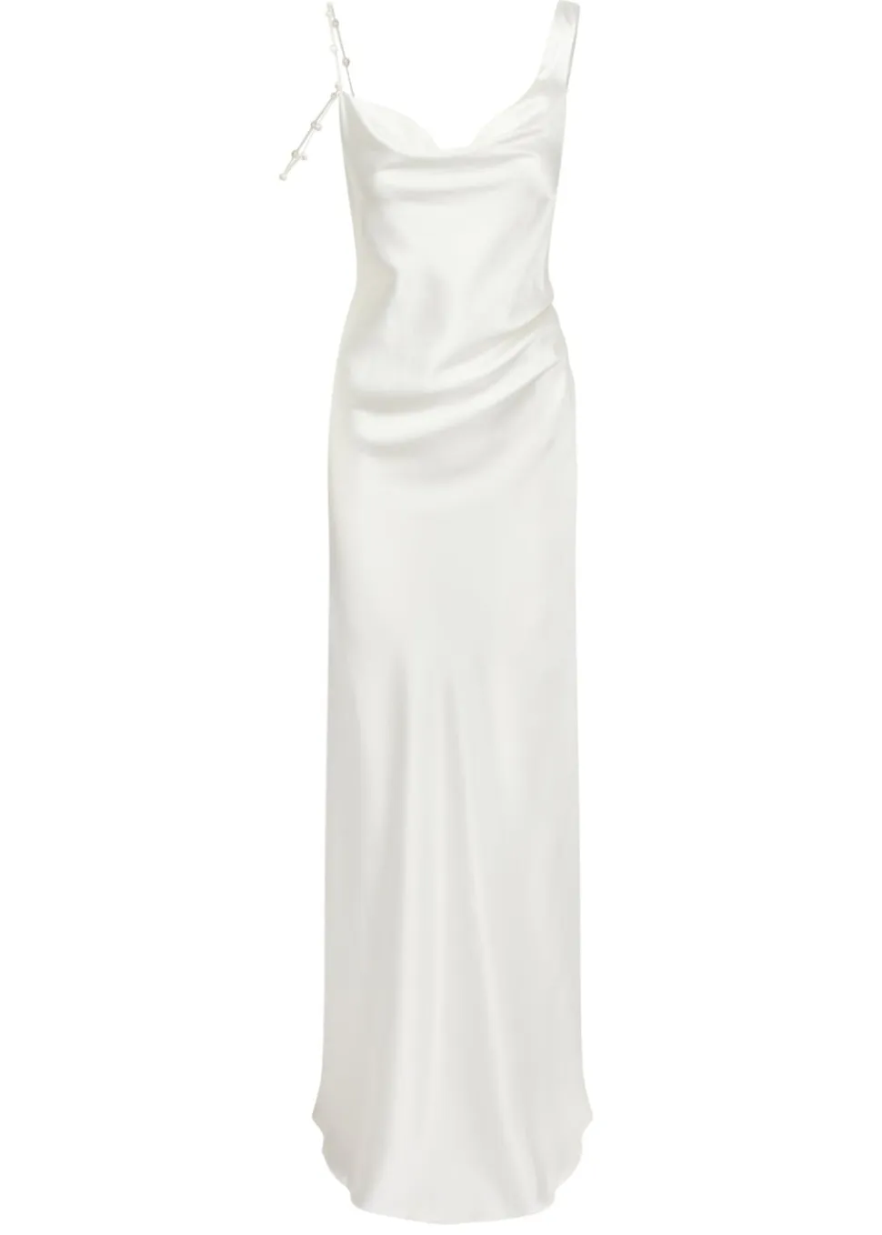 Asymmetric Cowl Dress with Pearl Straps | STYLE 019