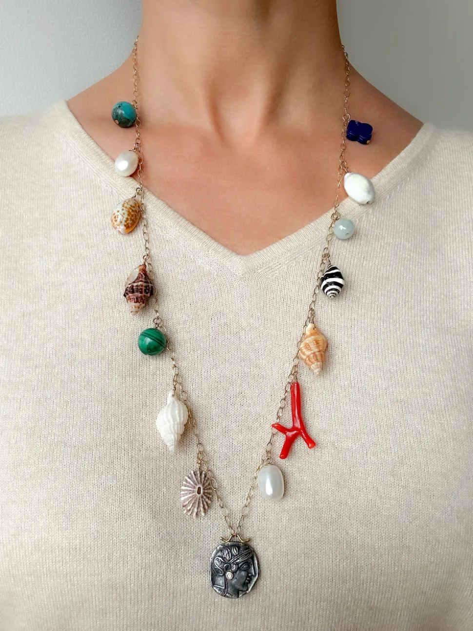 Athena Medal Charm Necklace