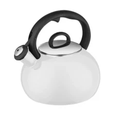 Aura 2 Quart Enamel Teakettle in White
