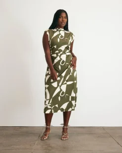 Aurora Dress in Fern & Ivory