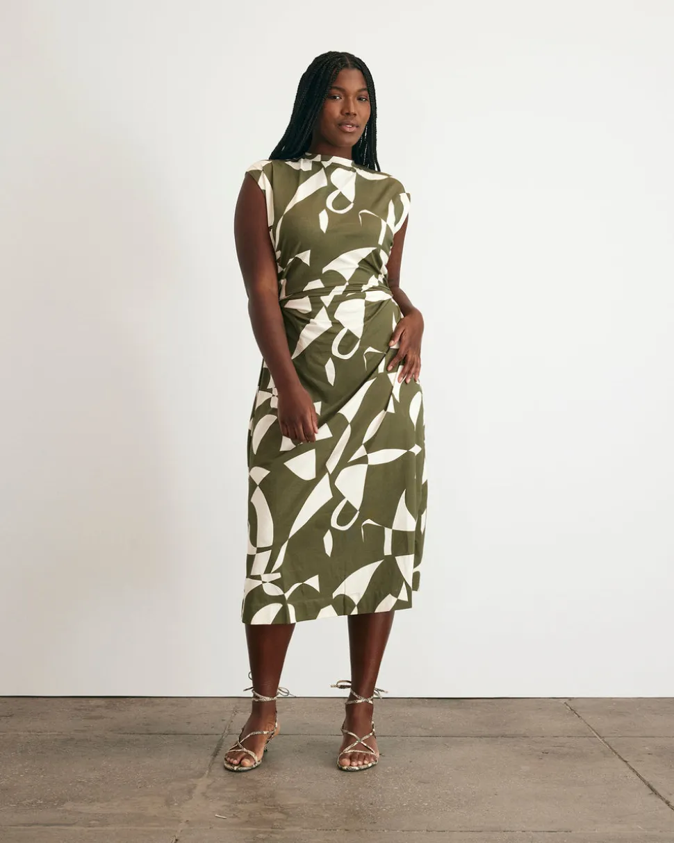 Aurora Dress in Fern & Ivory