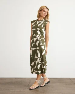 Aurora Dress in Fern & Ivory