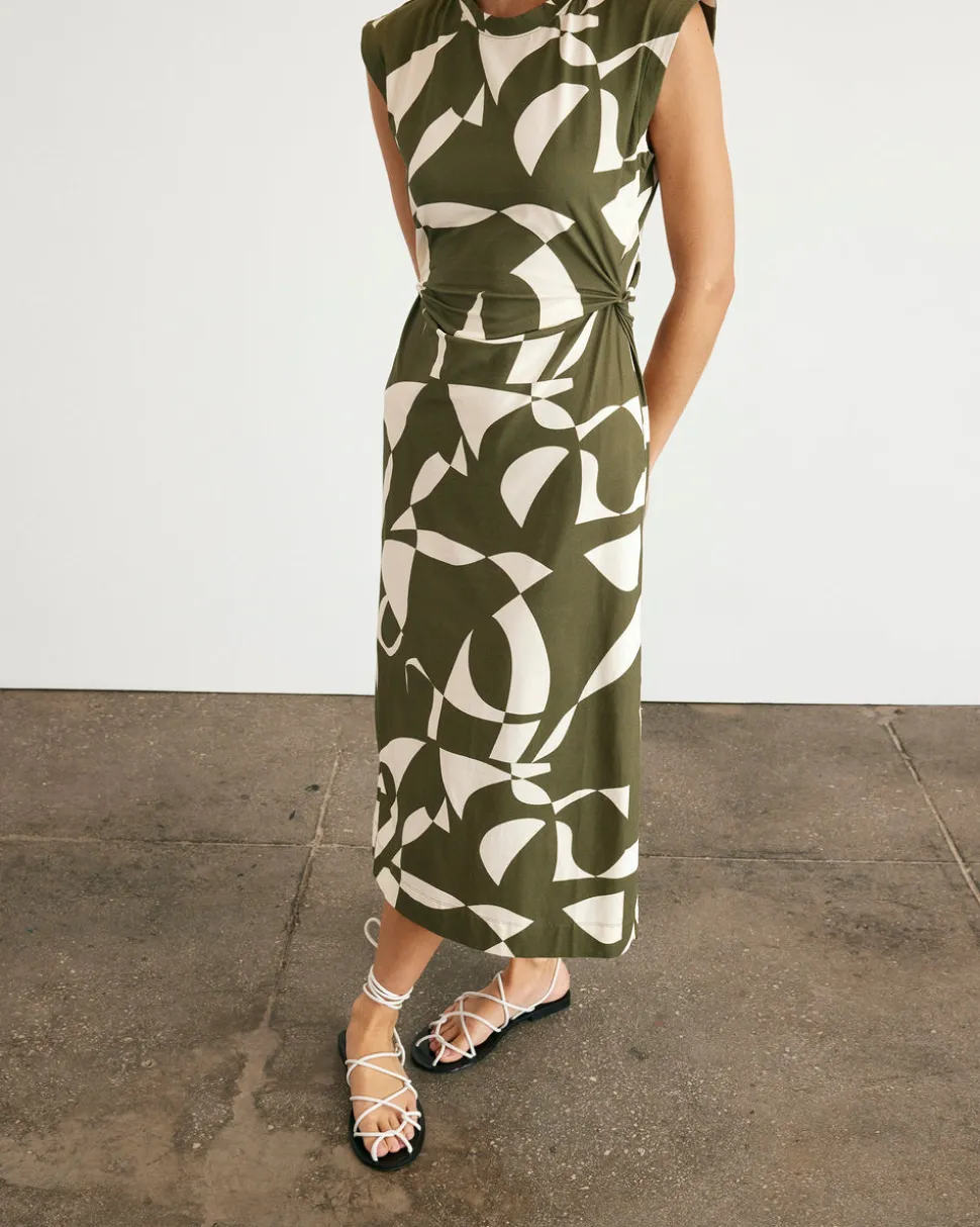 Aurora Dress in Fern & Ivory