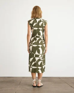 Aurora Dress in Fern & Ivory