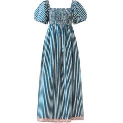 Aurora Dress in Navy Stripe