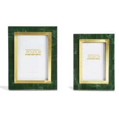 Aventurine Green and Gold Photo Frame Includes, Set of 2
