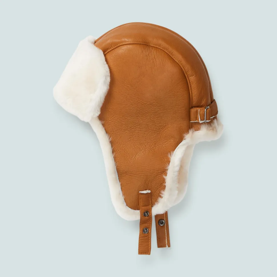 Aviator Hat in Tan and Cream