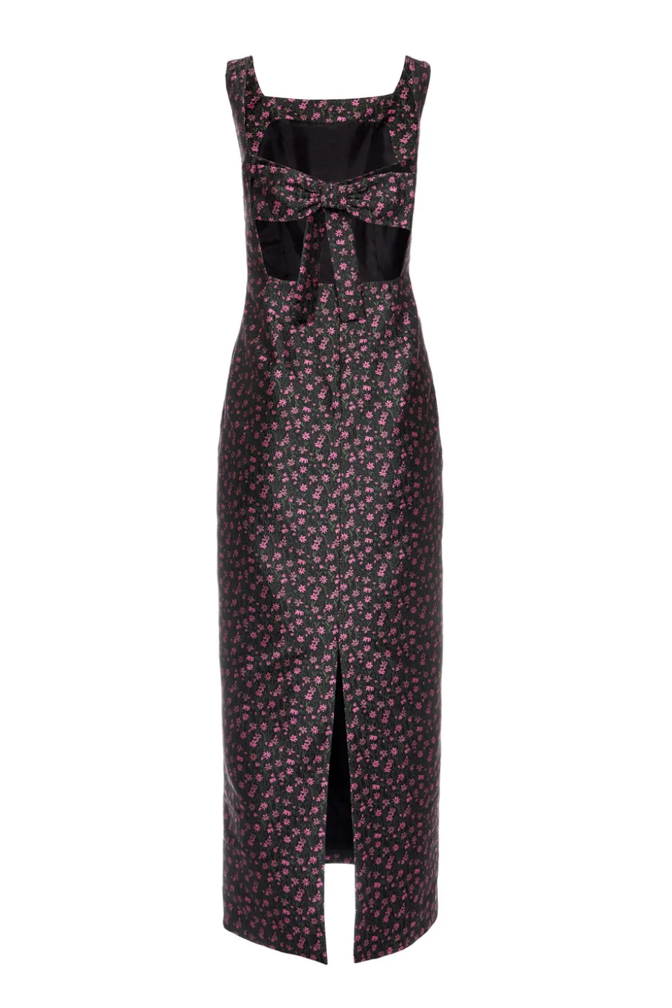 Ayak Dress in Black and Pink Floral Jacquard