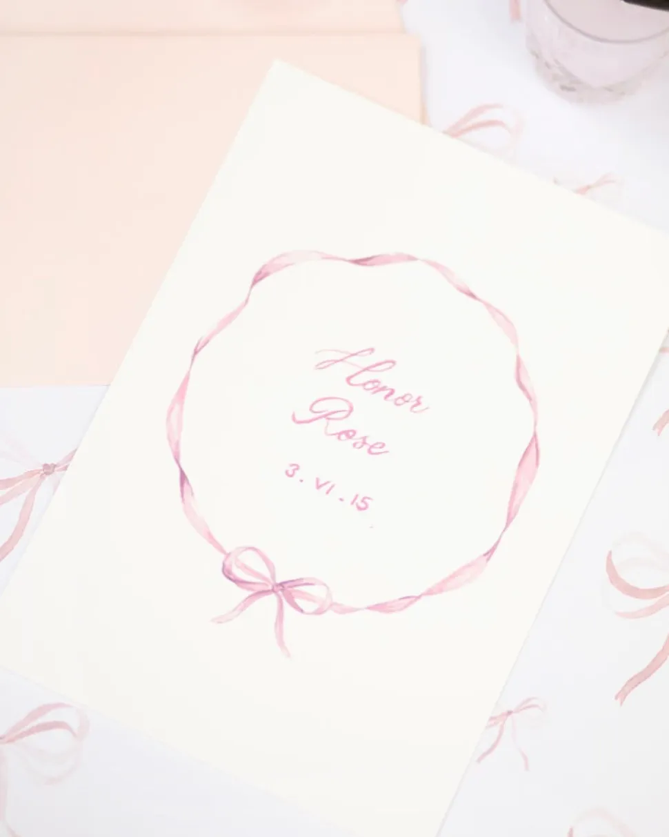Baby Bow Print in Shell Pink