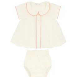 Baby Girls Cream Collared Bloomer Set