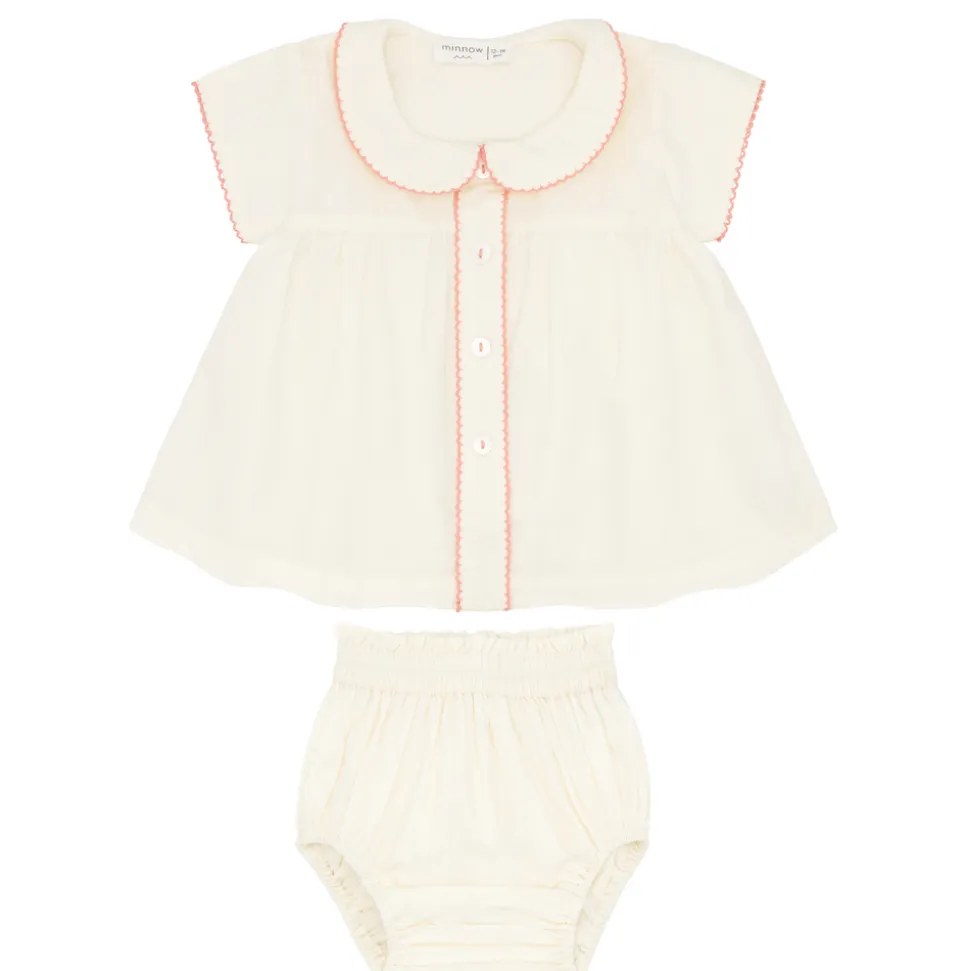 Baby Girls Cream Collared Bloomer Set