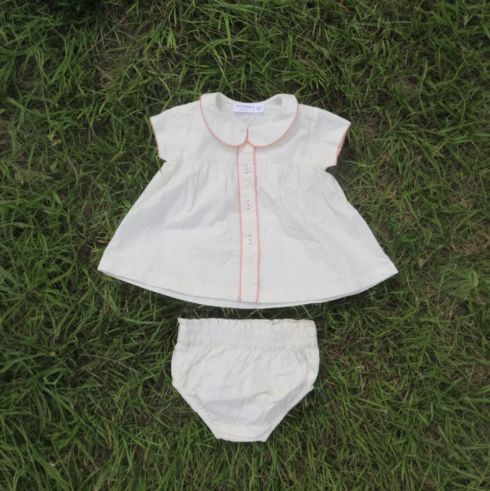Baby Girls Cream Collared Bloomer Set
