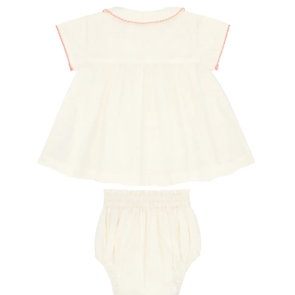 Baby Girls Cream Collared Bloomer Set