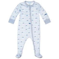 Baby Sharks Zip Onesie in Blue