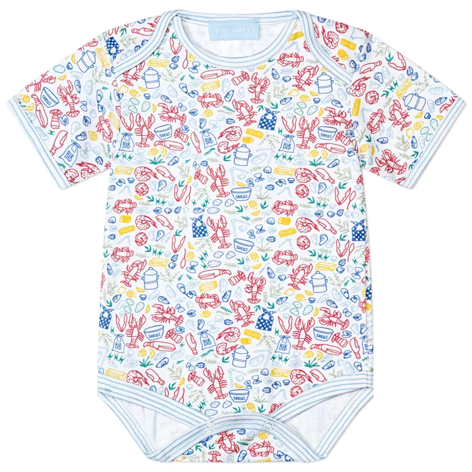 Baby Short Sleeve Body Suit in Clam Bake