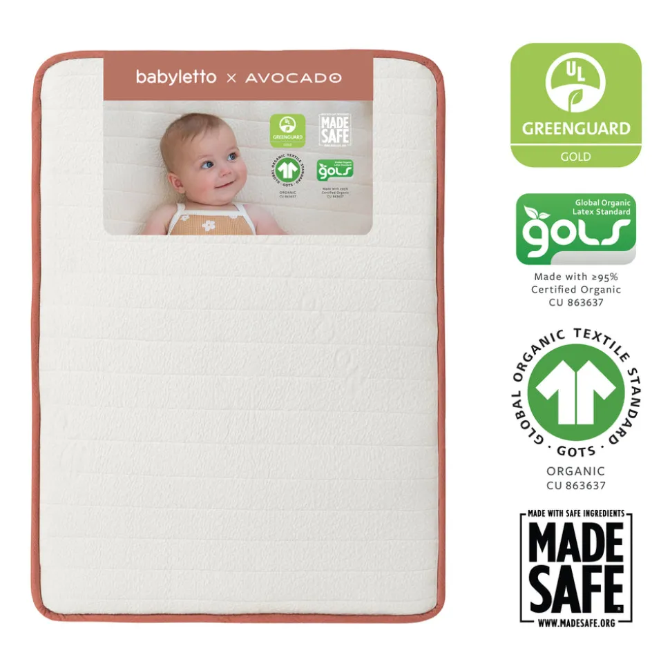 babyletto x Avocado Organic Mini Crib Mattress in White