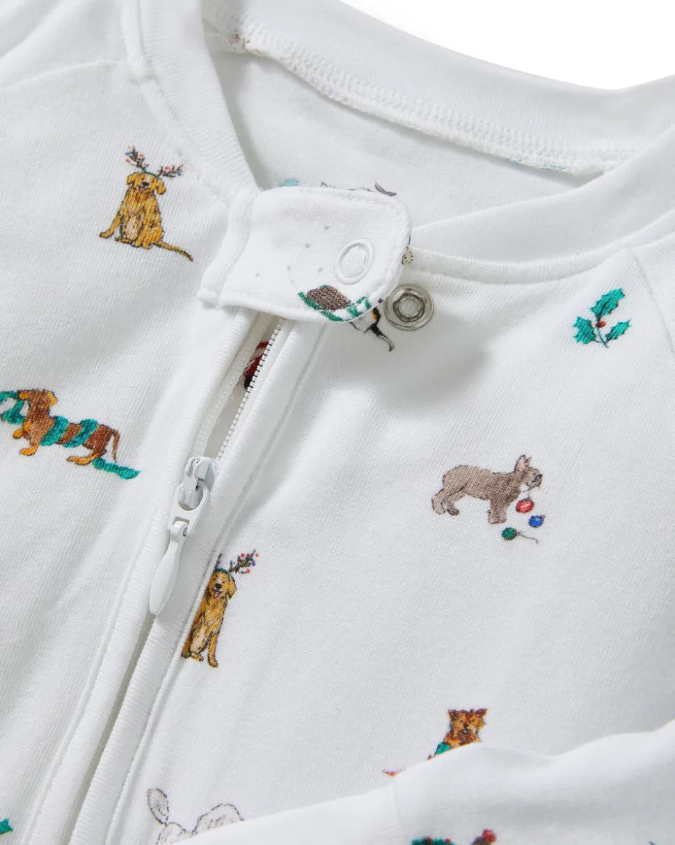 Baby’s Pima Peekaboo Romper in Jingle Paws