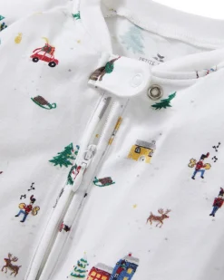 Baby’s Pima Peekaboo Romper in Holiday Town