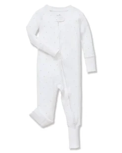 Baby’s Pima Peekaboo Romper in Grey Stars