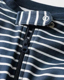 Baby’s Pima Snug Fit Romper in Navy Stripe