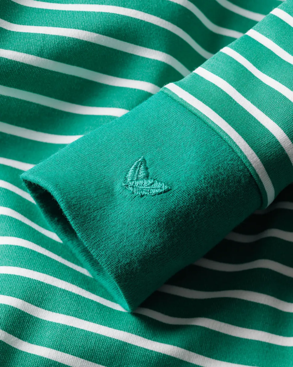 Baby’s Pima Snug Fit Romper in Green Stripe