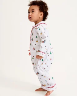 Baby's Twill Cambridge Romper in Holiday Town
