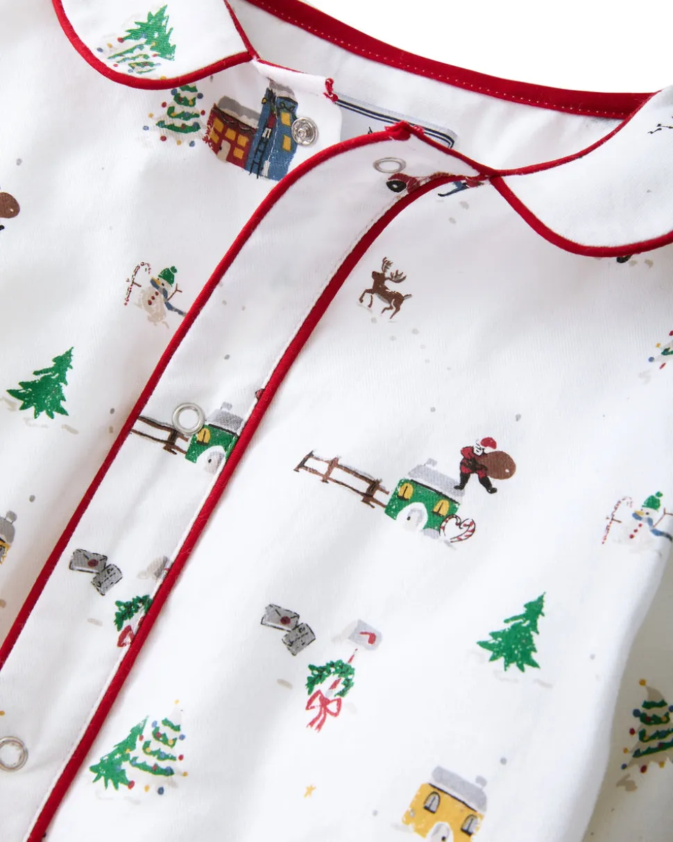 Baby's Twill Cambridge Romper in Holiday Town