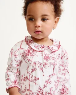 Baby’s Twill Madeline Romper in Red Timeless Toile