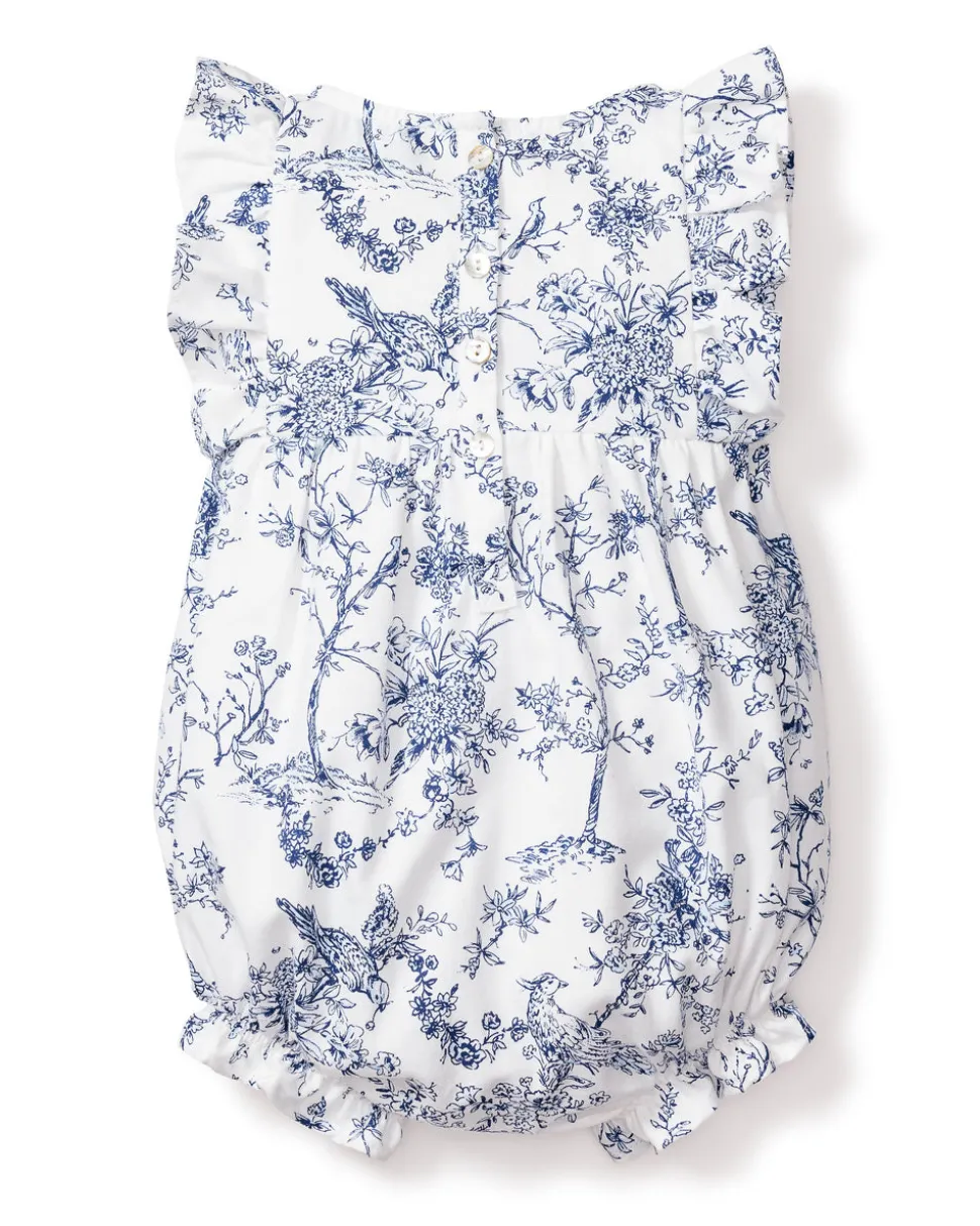 Baby’s Twill Ruffled Romper in Timeless Toile