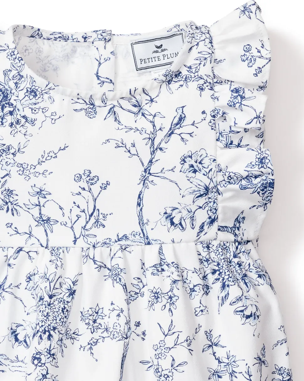 Baby’s Twill Ruffled Romper in Timeless Toile