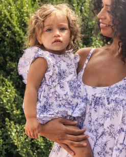 Baby’s Twill Ruffled Romper in Timeless Toile