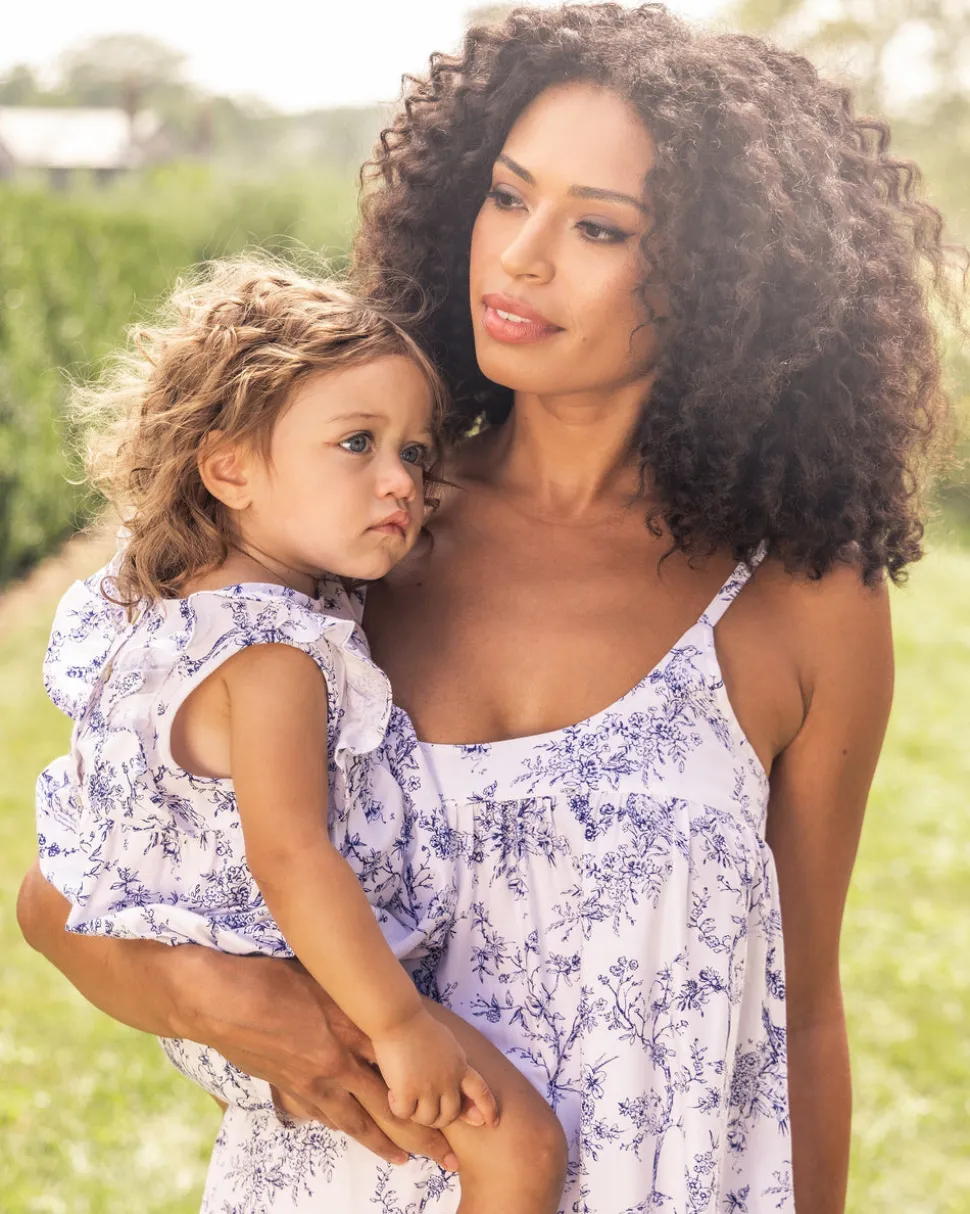 Baby’s Twill Ruffled Romper in Timeless Toile