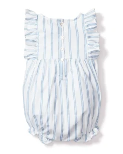 Baby’s Twill Ruffled Romper in Periwinkle Stripe