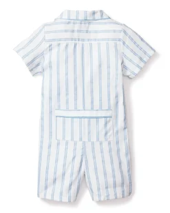 Baby’s Twill Summer Romper in Periwinkle Stripe