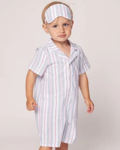 Baby’s Twill Summer Romper in Vintage French Stripes