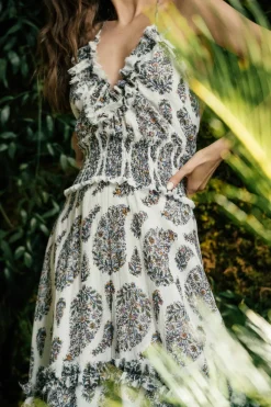 Bahar Ruffle Dress in Paisley Ghalamkar