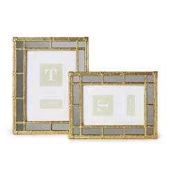 Bamboo Gold Photo Frames with Mirror Edge, Set of 2
