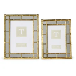 Bamboo Gold Photo Frames with Mirror Edge, Set of 2