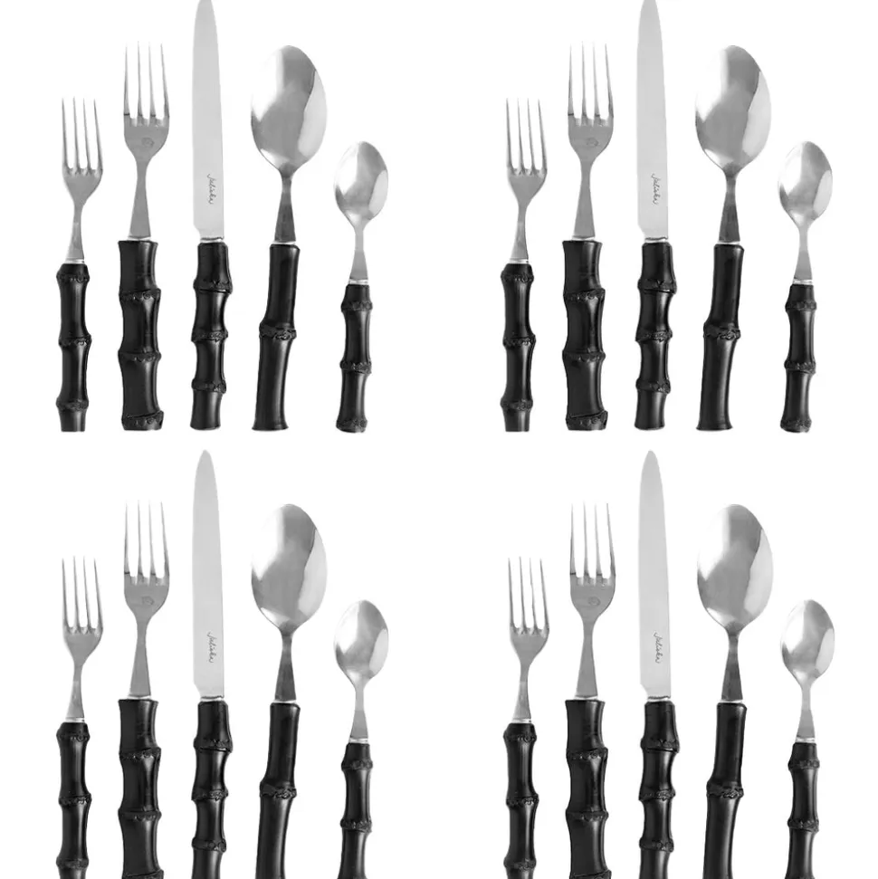 Bamboo 20-Piece Place Setting in Black