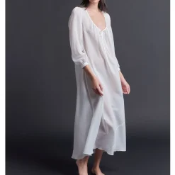 Bast Long Pearl Silk Cotton Sleep Shirt