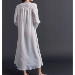 Bast Long Pearl Silk Cotton Sleep Shirt