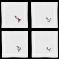 Beach Scenes Cocktail Napkins, Mixed Set of 4