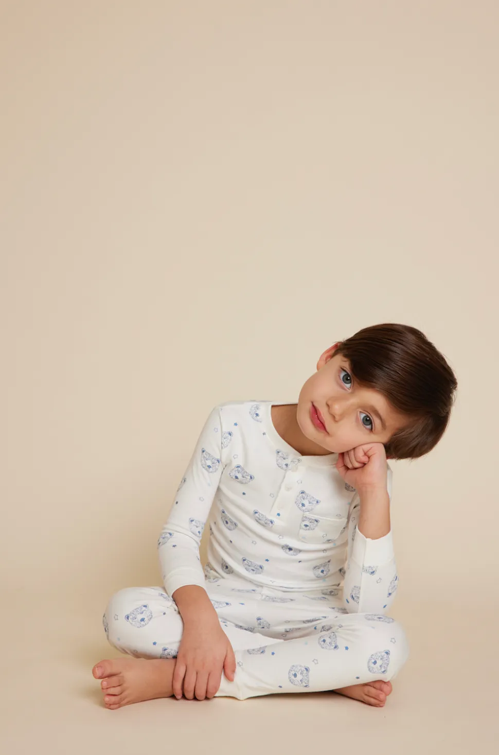 Bear Print Pajama in Child Blue