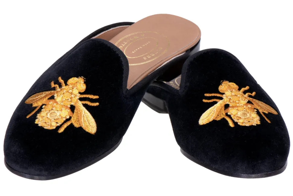 Bee Noir Velvet Mule
