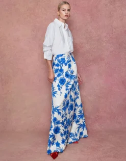 Bellamy Brocade Skirt in Antigua Blue