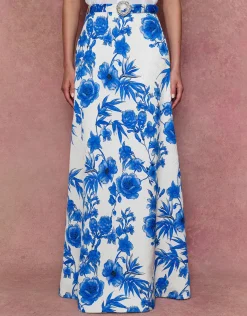 Bellamy Brocade Skirt in Antigua Blue