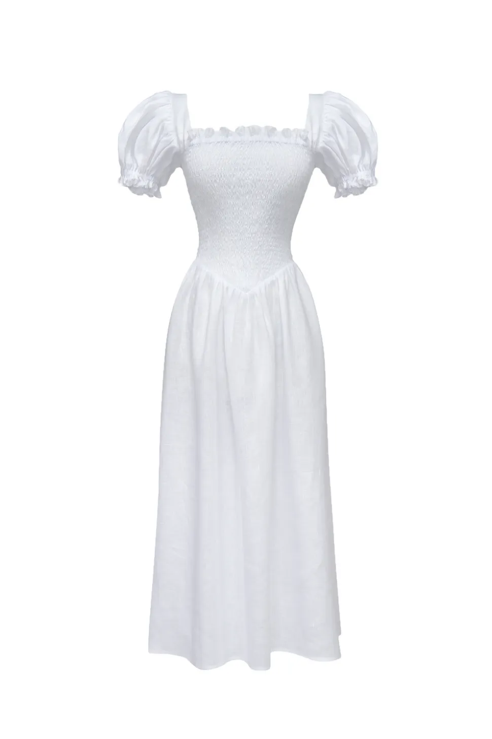 Belle Linen Dress in White