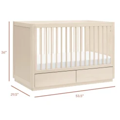Bento 3-in-1 Convertible Storage Crib with Toddler Bed Conversion Kit in Washed Natural